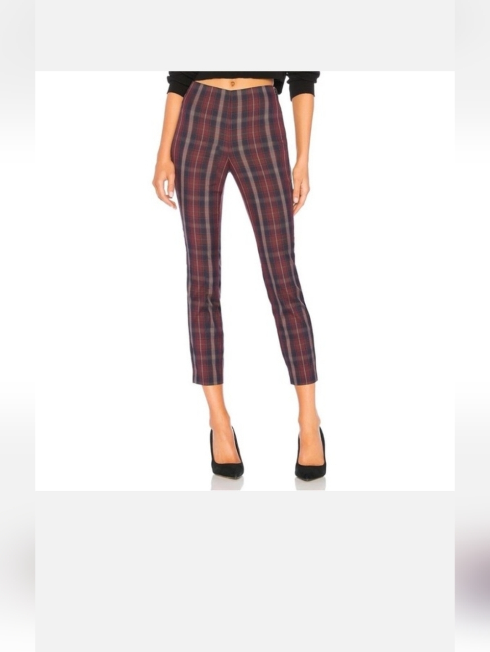 rag & bone Simone Trousers In Burgundy and Navy Plaid Skinny Pants Size 0